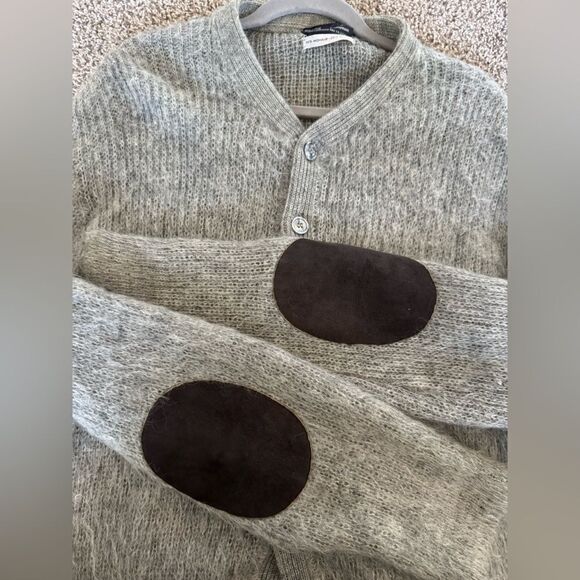 Vintage 60s Wool Mohair Shag Knit Kurt Cobain Cardigan Sweater Sz M w/ Patches - Picture 3 of 9